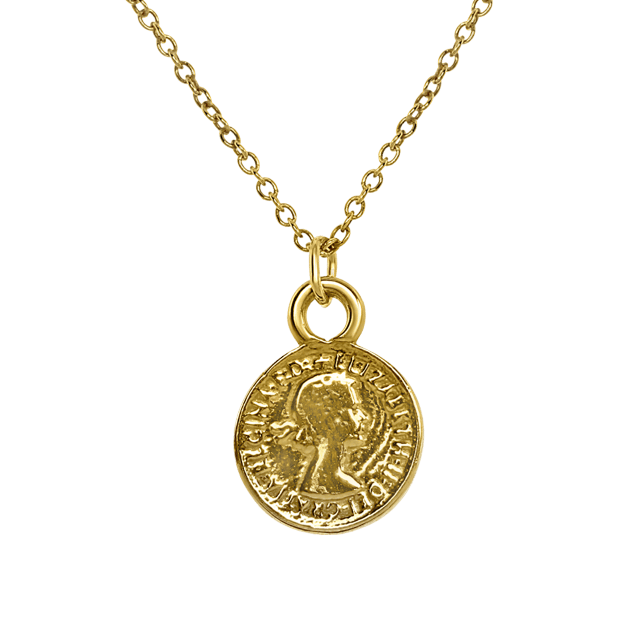 14 Karaat geelgouden ketting&hanger munt