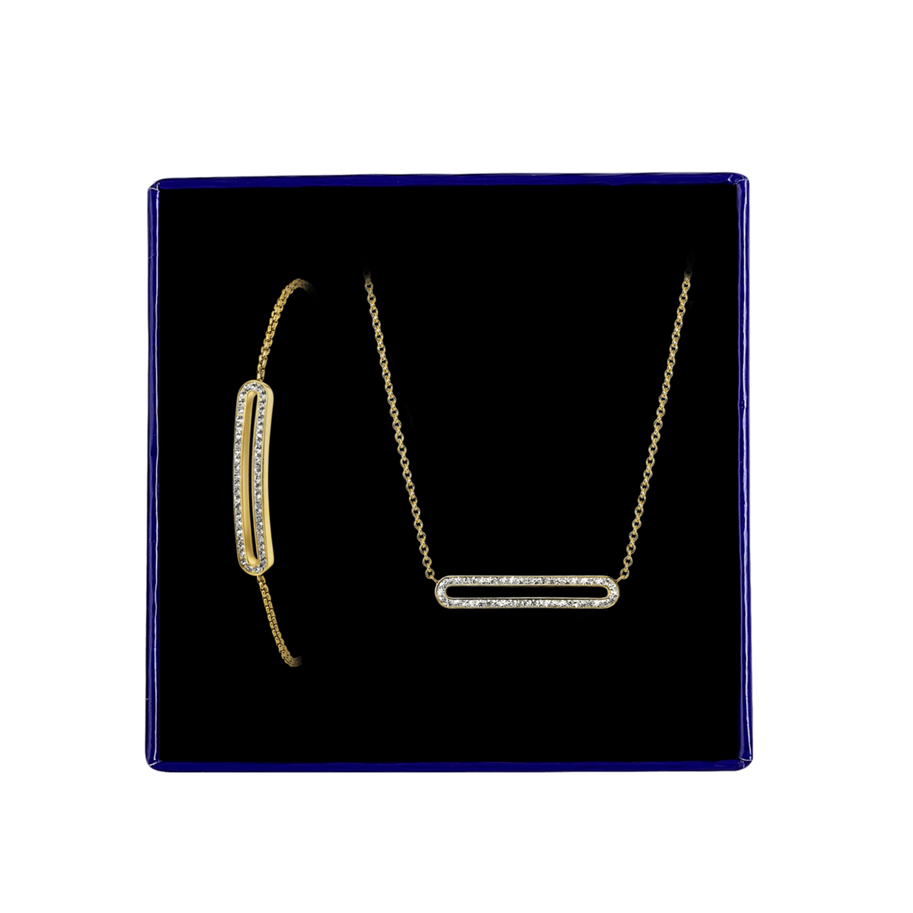 Stalen goldplated sieradenset met plating met kristal voor dames