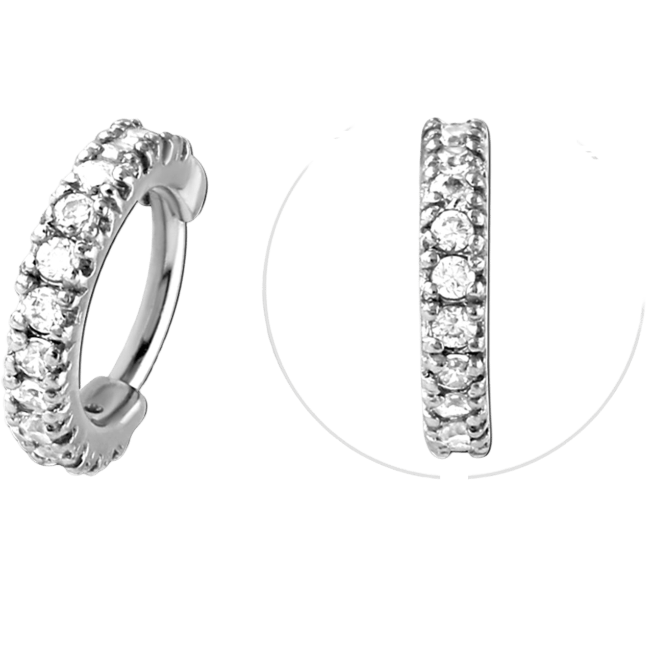 Stainless steel traguspiercing ring clicker zirkonia
