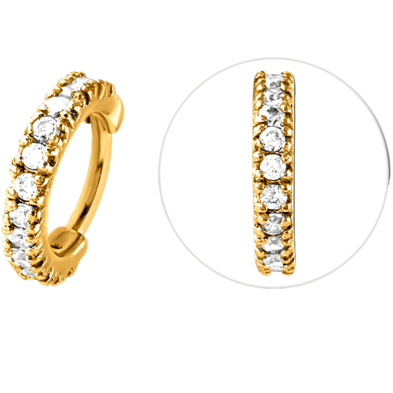 Stainless steel goldplated helixpiercing met zirkonia voor dames