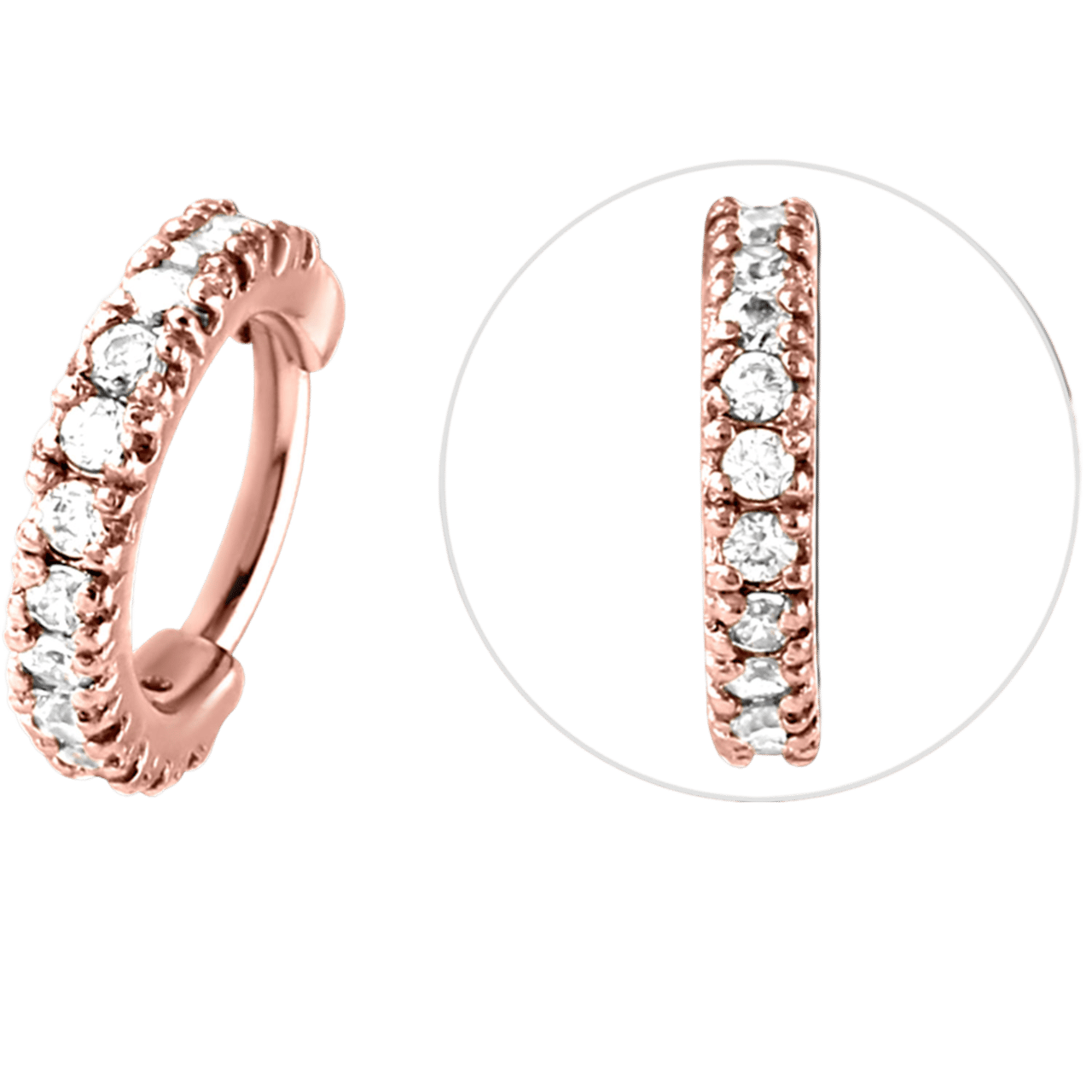Helix-Piercing aus rotvergoldetem Edelstahl, Clicker, mit Zirkonia
