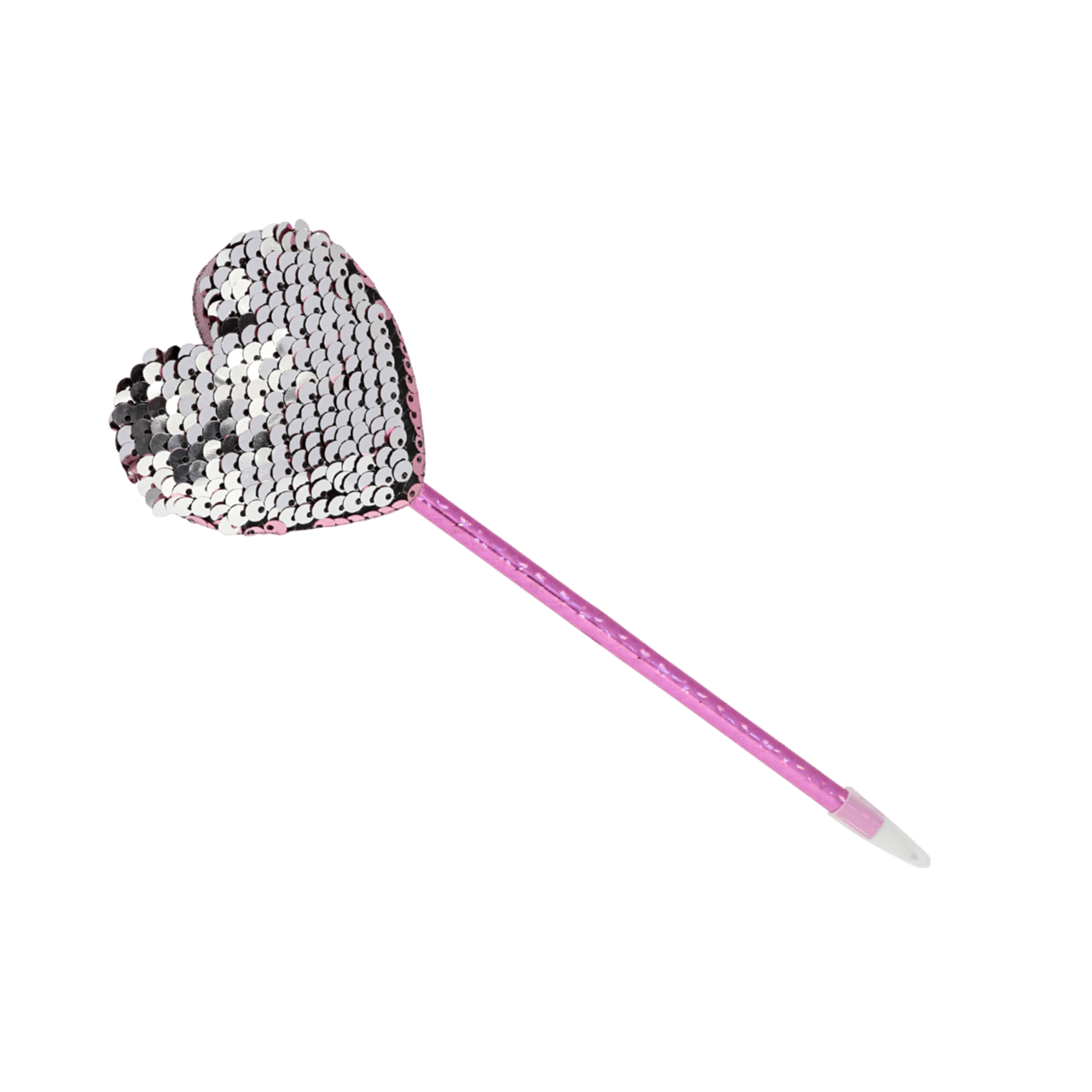 Pen met roze pailletten in hartvorm