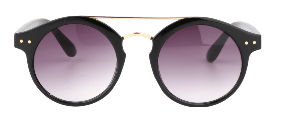Schwarze Sonnenbrille mit goldfarbenen Akzenten