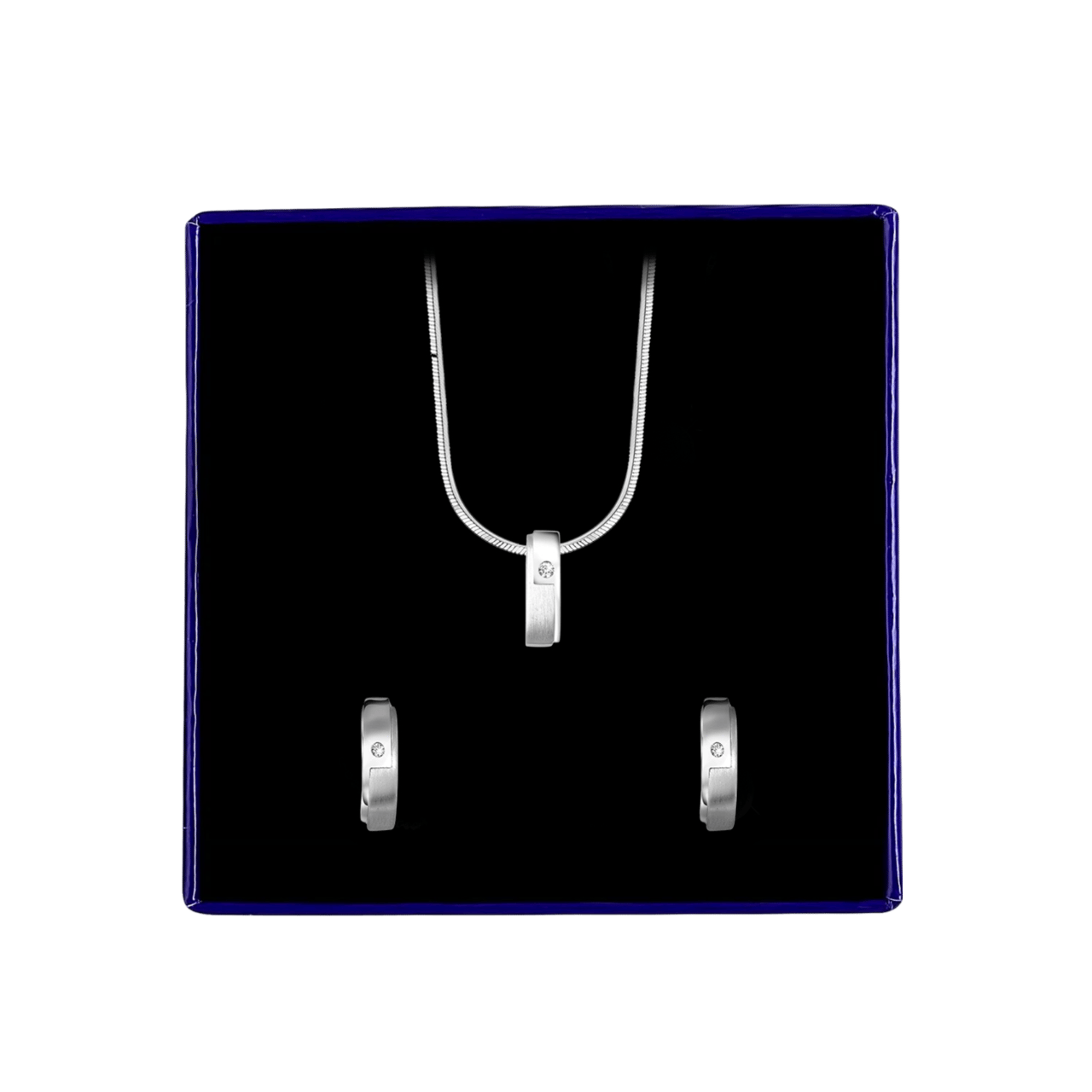 Schmuckset, 925 Silber, matt/glänzend, mit Zirkonia