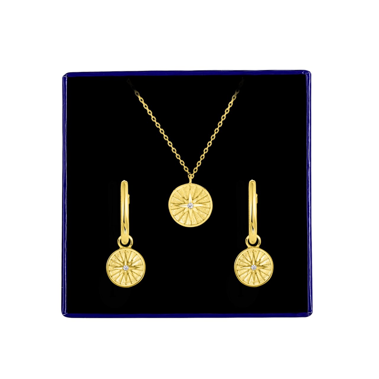 Zilveren goldplated sieradenset ster voor dames