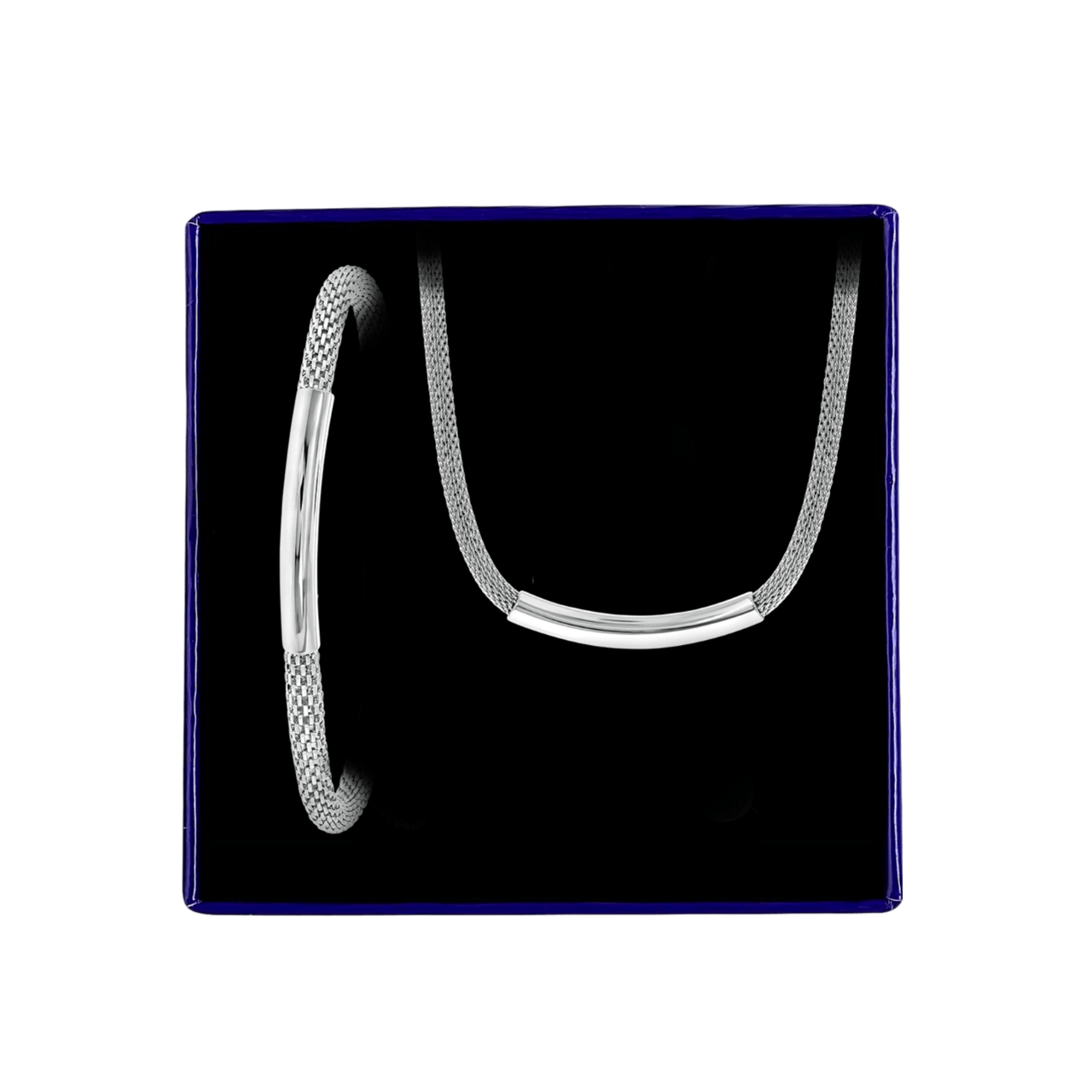 Schmuck-Set aus Edelstahl, Mesh, Steg