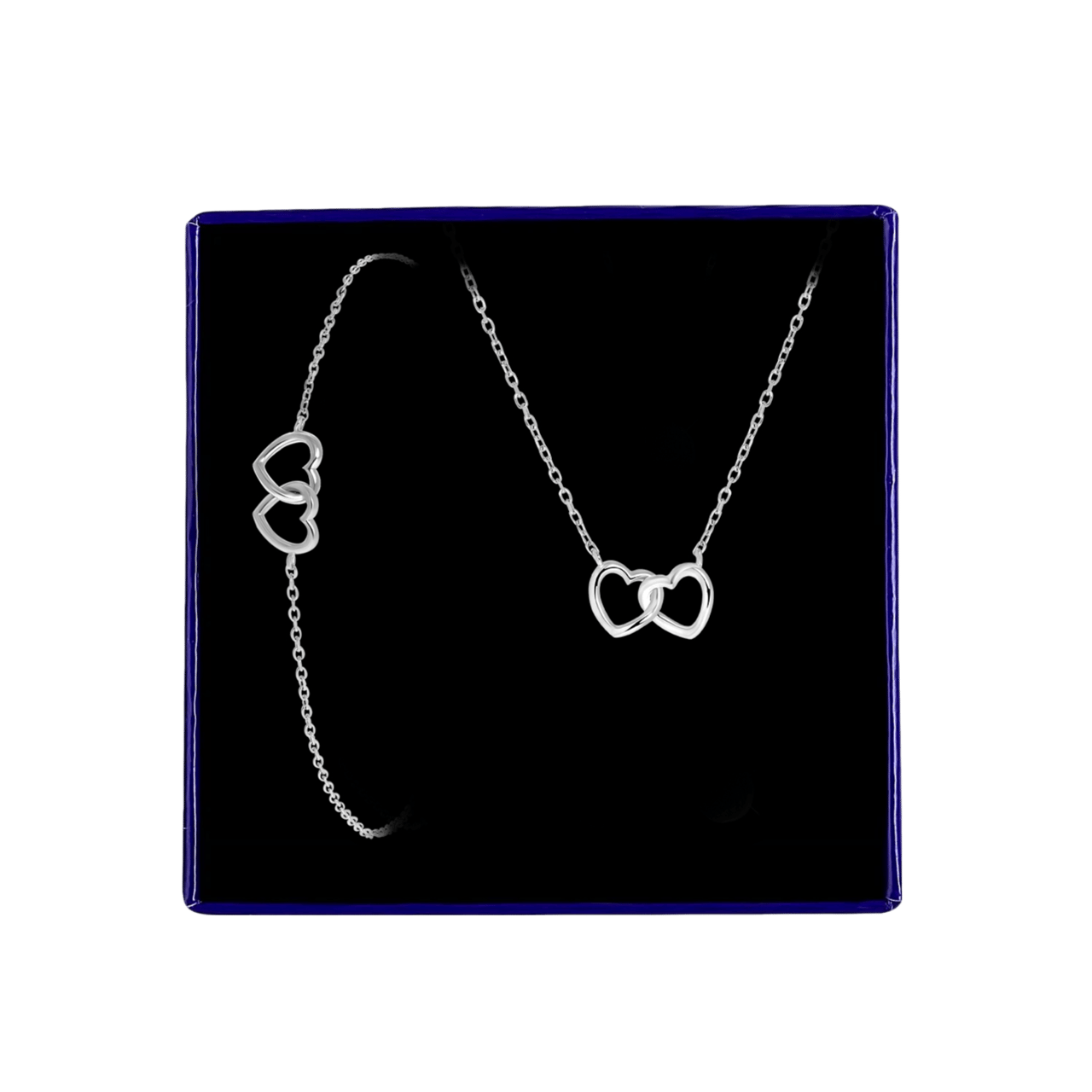 Schmuckset aus Sterlingsilber, 2 Herzen