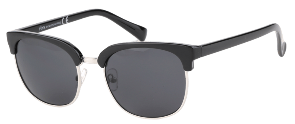 Schwarze Sonnenbrille mit silberfarbenen Akzenten