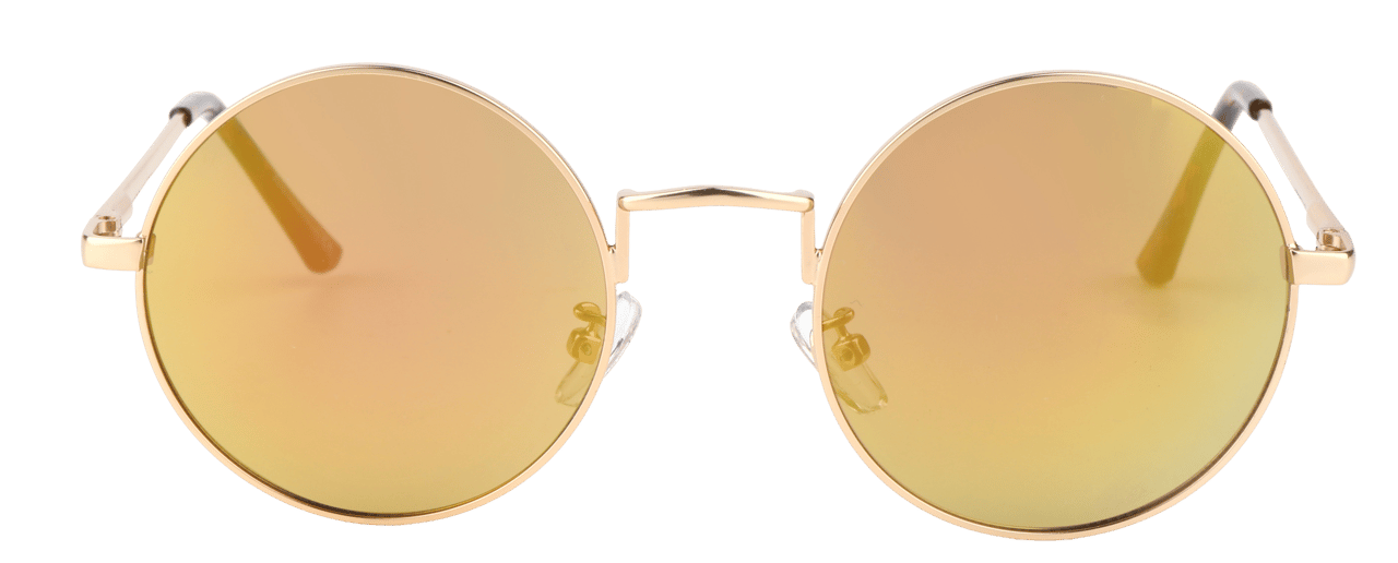 Goldfarbene Sonnenbrille mit runden Spiegelgläsern