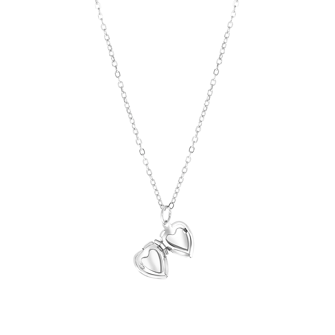 Zilverkleurige byoux ketting met hart medaillon