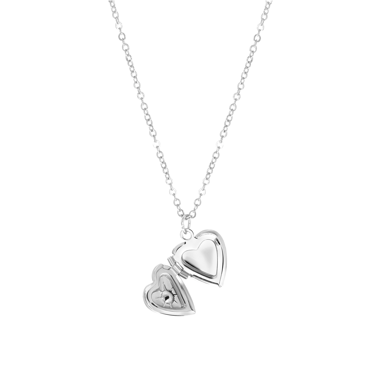 Zilverkleurige byoux ketting met hart medaillon