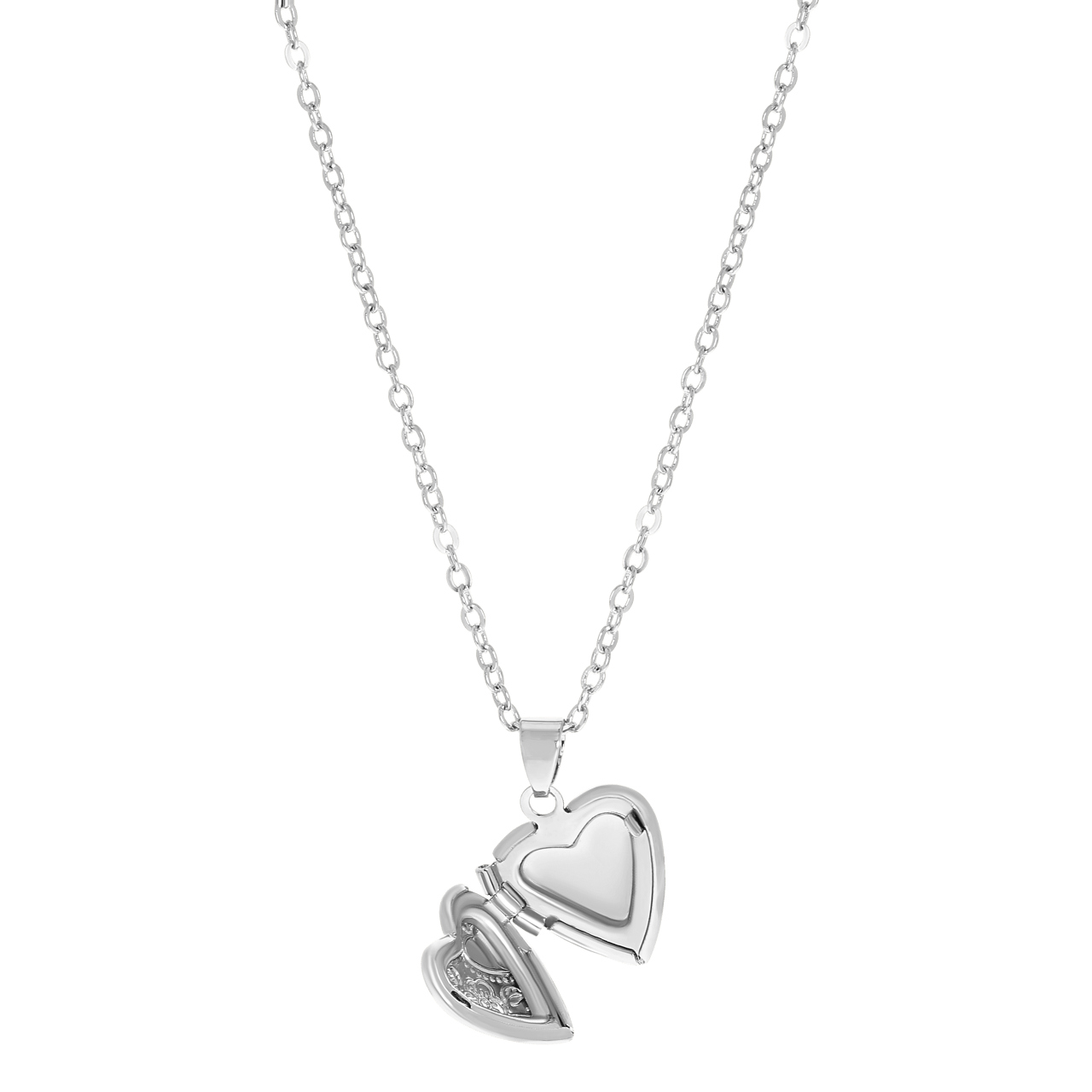 Zilverkleurige byoux ketting met hart medaillon