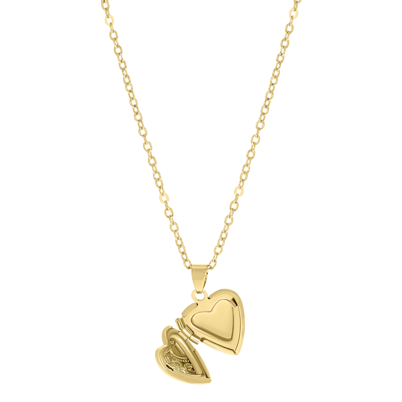 Goudkleurige byoux ketting met hart medaillon
