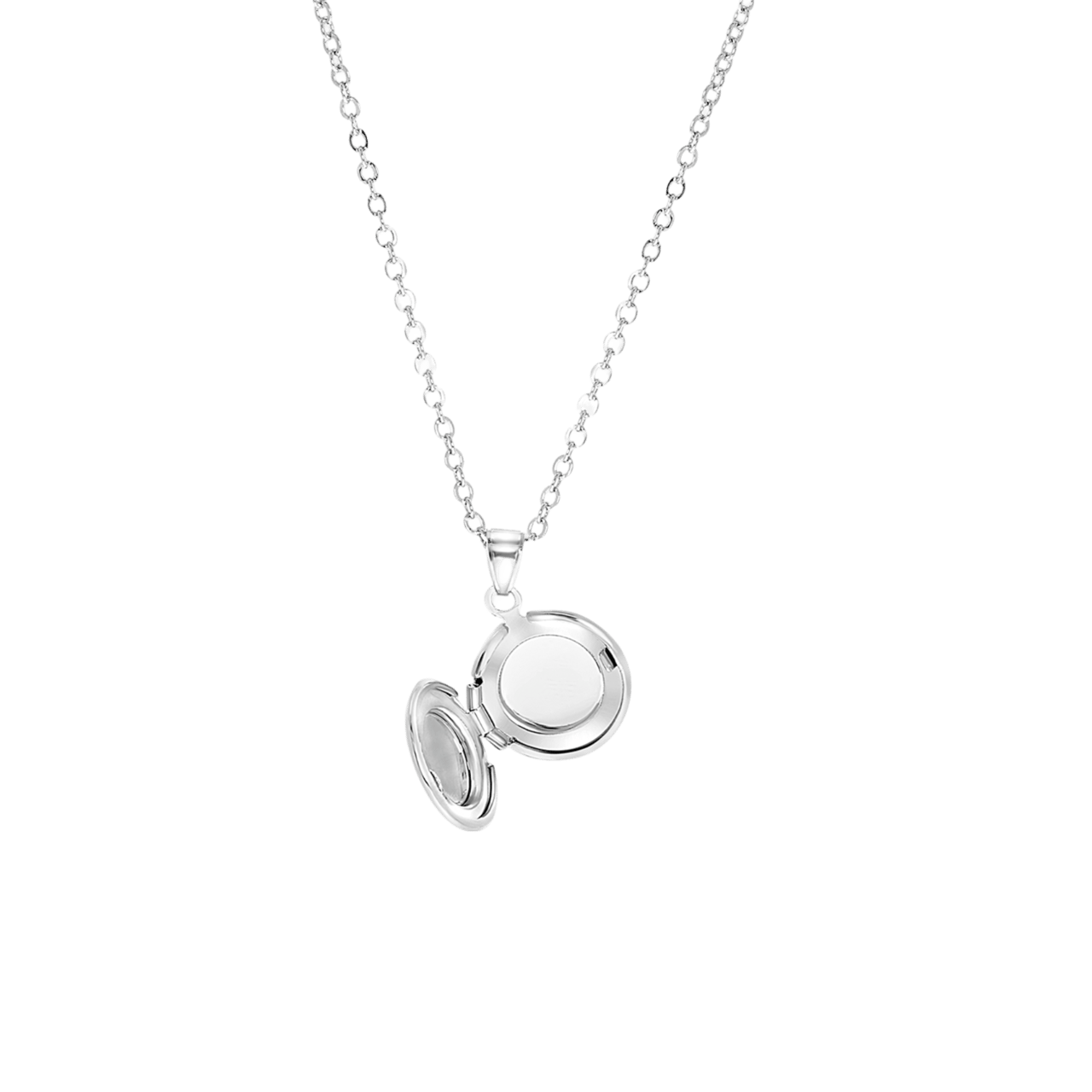 Zilverkleurige byoux ketting met ronde medaillon
