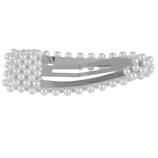 Zilverkleurige haarclip met parels triangle