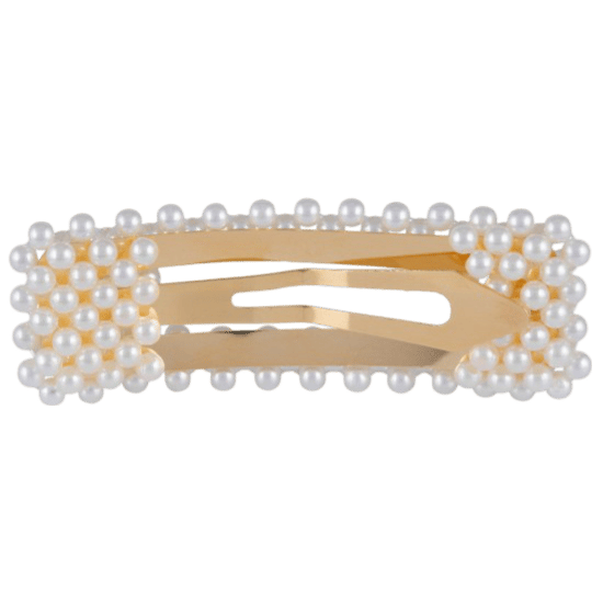 Goudkleurige haarclip met parels rechthoek