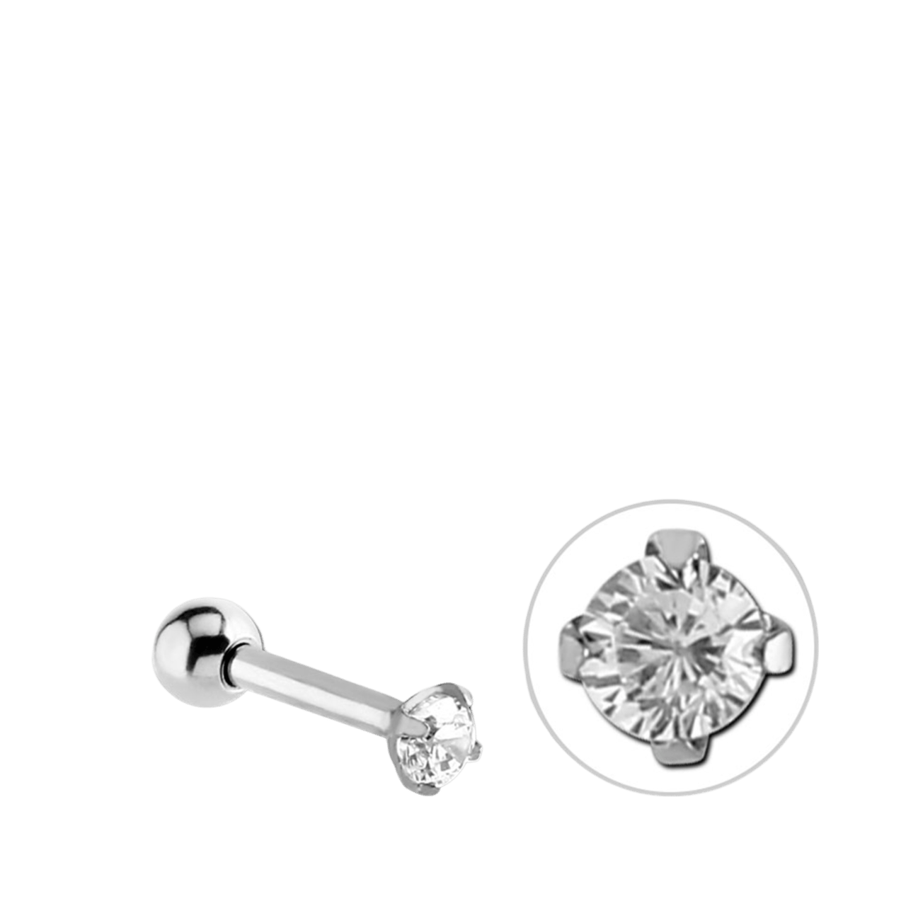 Stainless steel helixpiercing met zirkonia