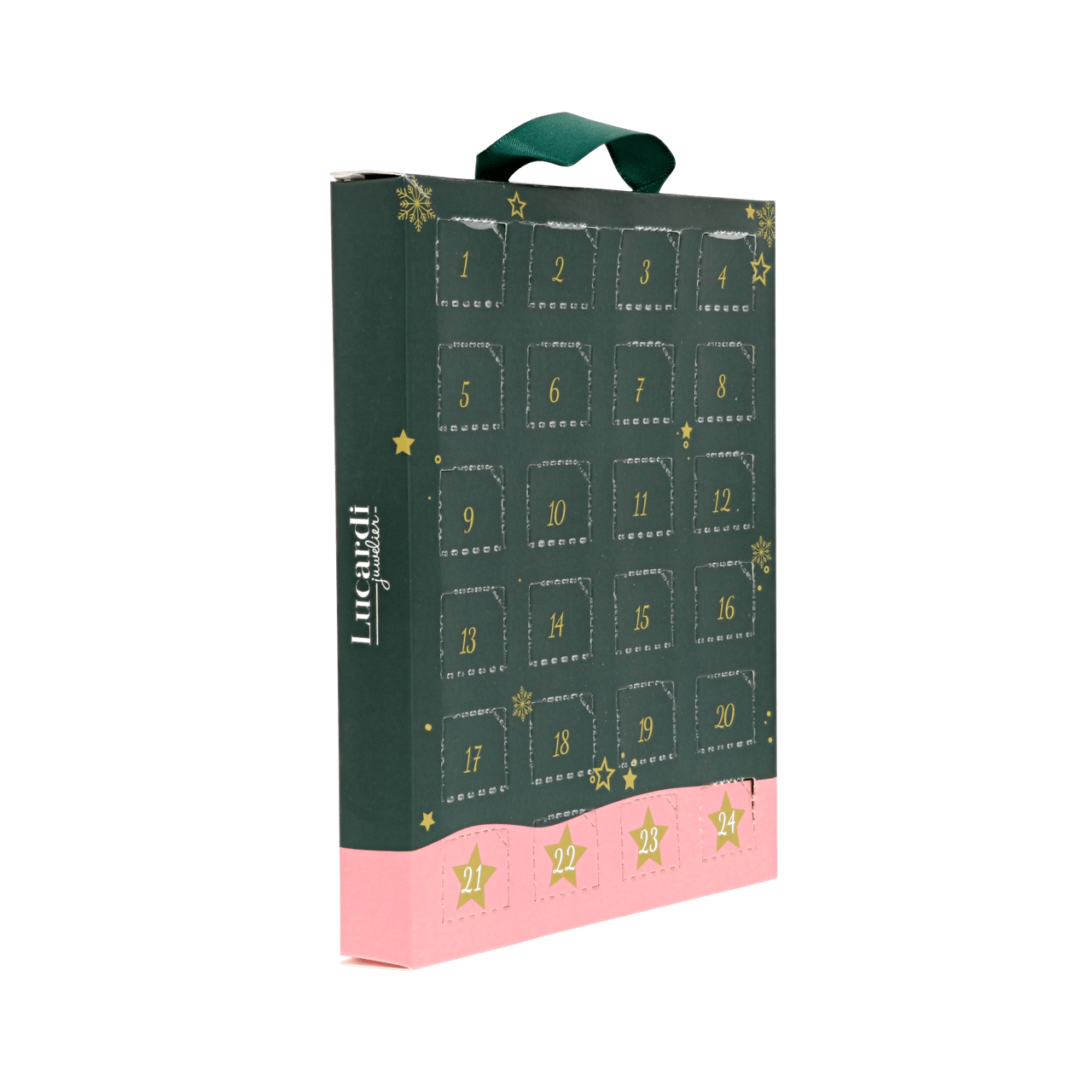 Adventkalender met goudkleurige oorbellen