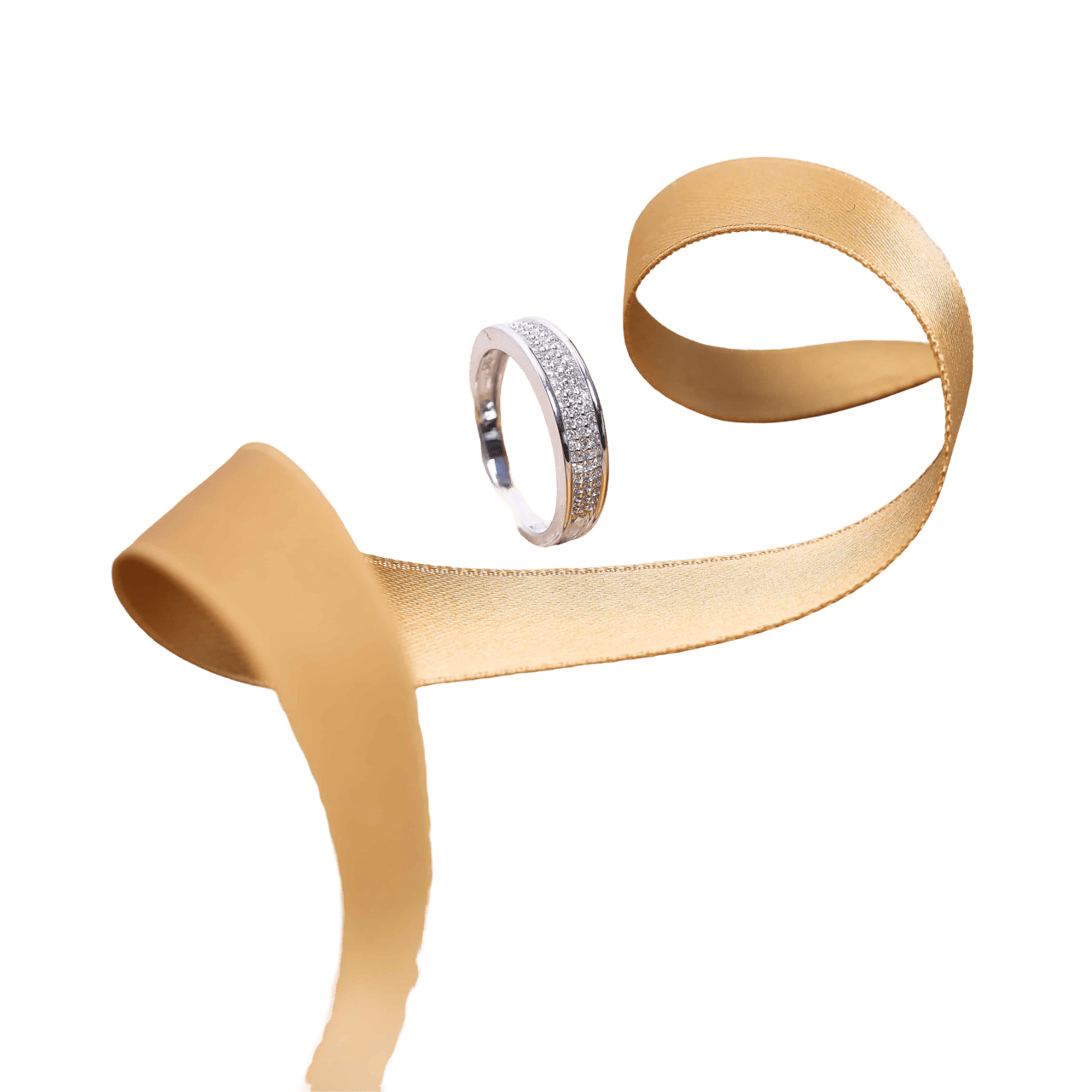 14 Karaat witgouden ring met 75 diamanten 0,20ct