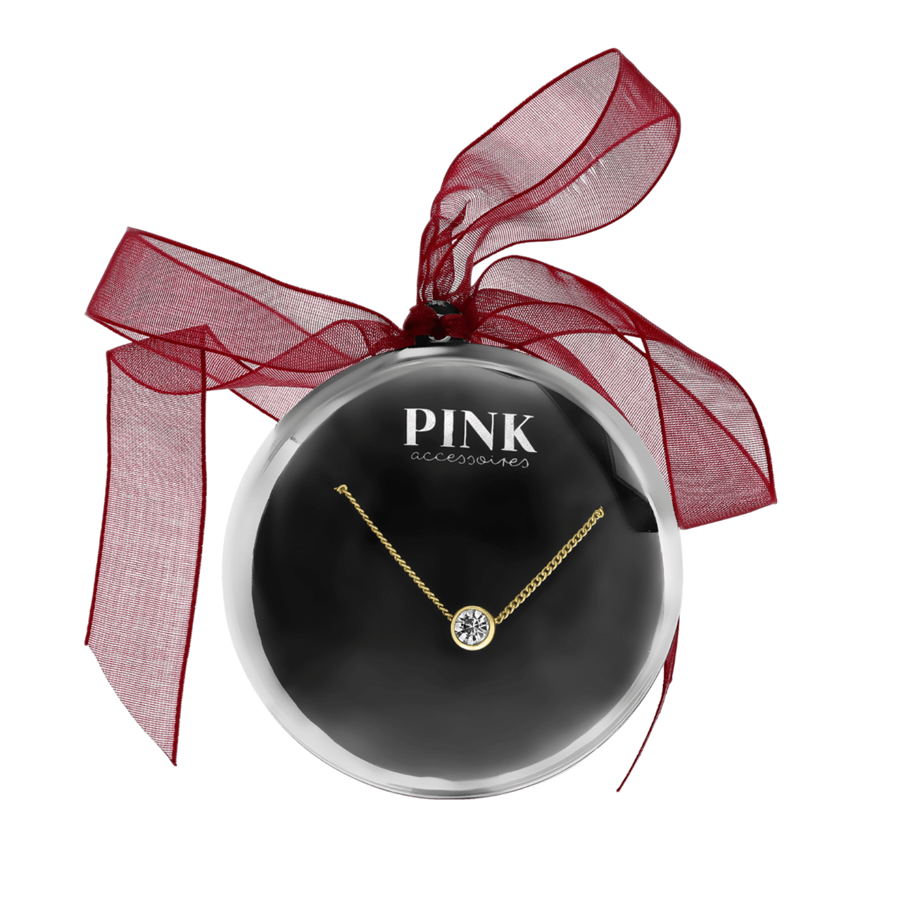 Goudkleurige byoux ketting in een Kerstbal