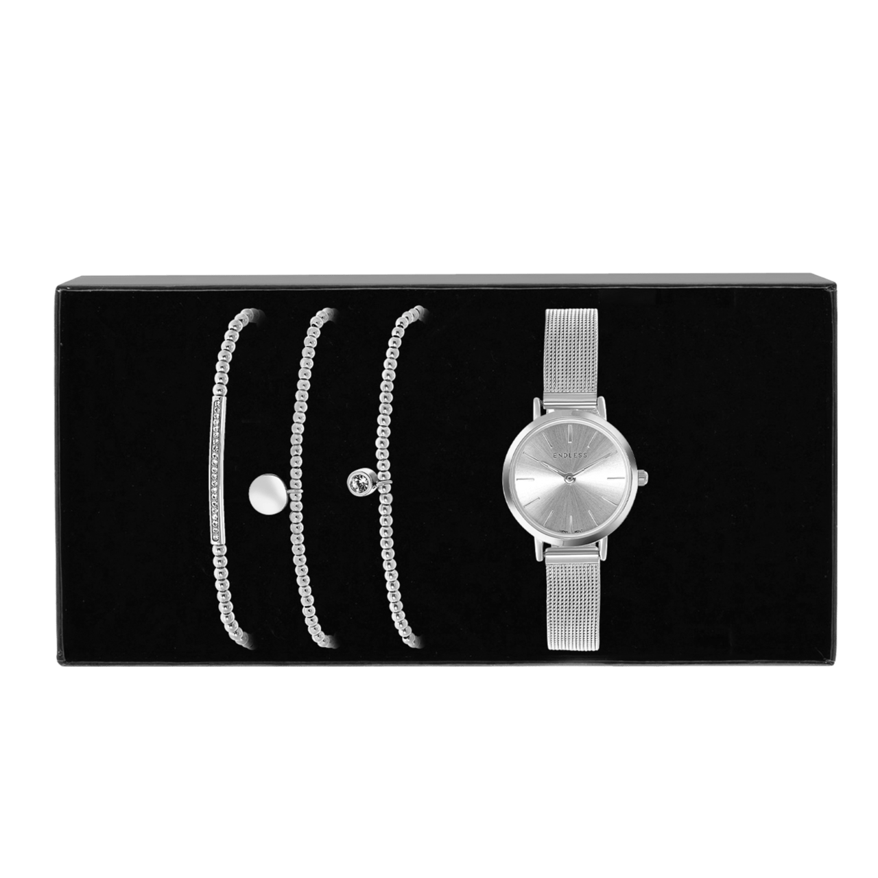Gerecycled stainless steel set endless armbanden&horloge