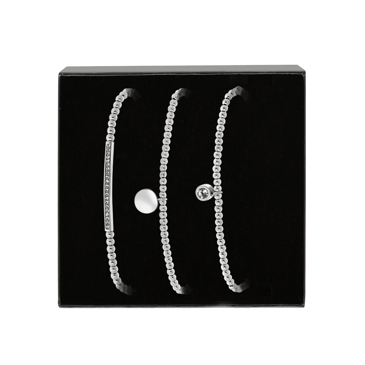 Gerecycled stainless steel set endless armbanden met kristal