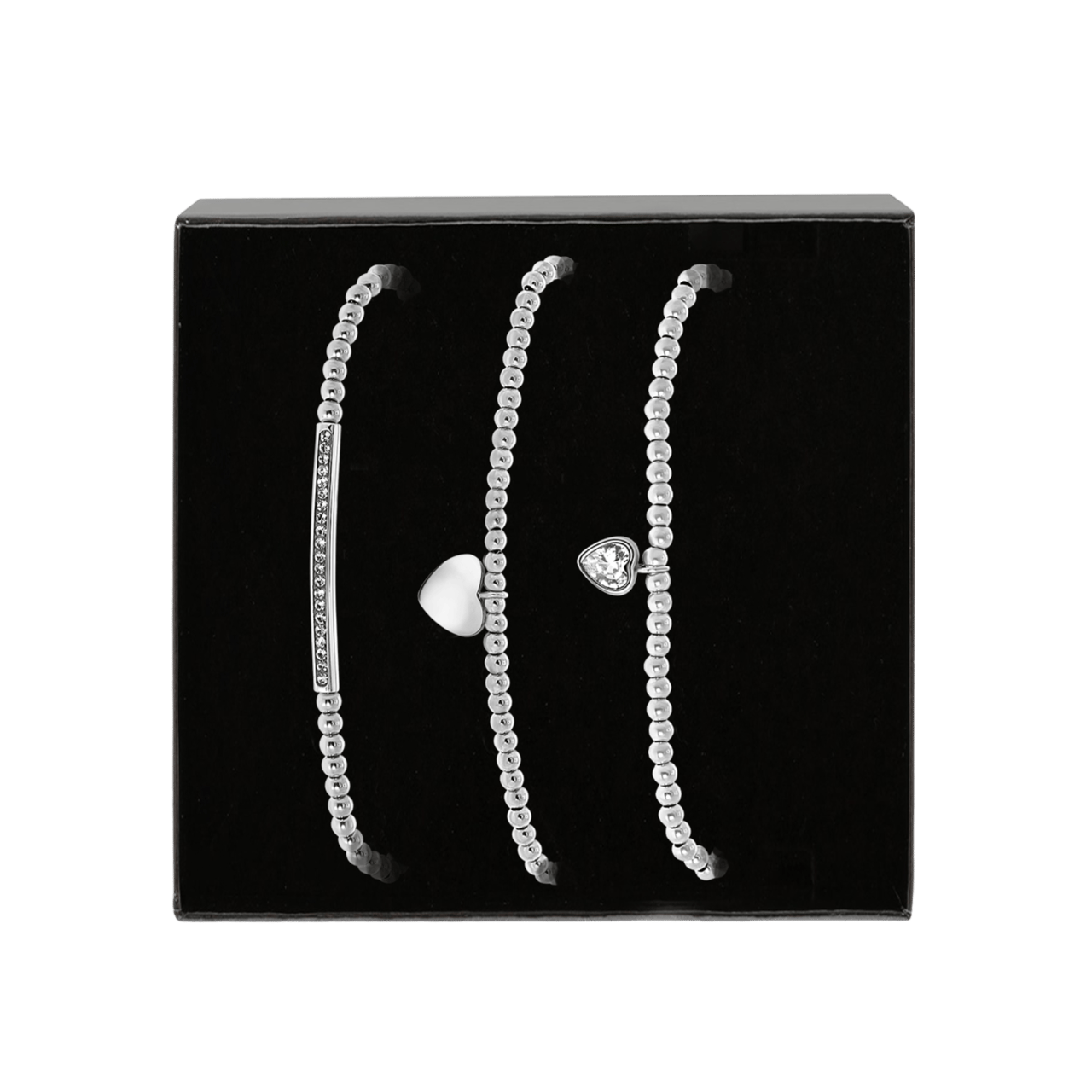 Gerecycleerd stainless steel set endless armbanden met kristal