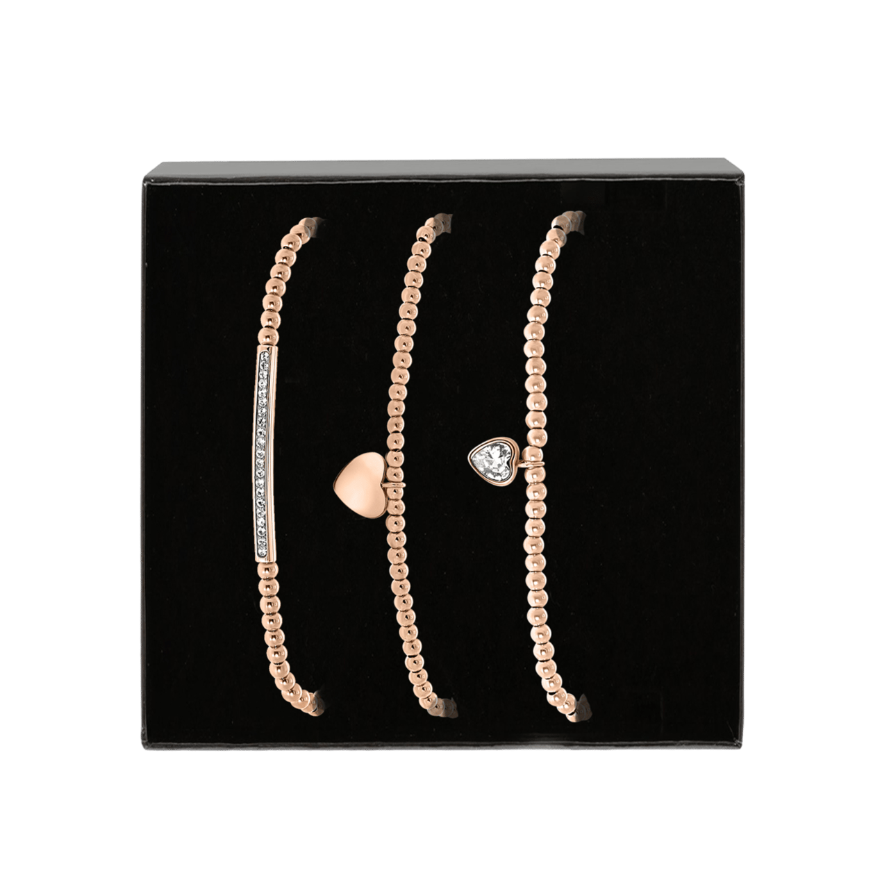 Gerecycleerd stalen set roseplated endless armbanden kristal