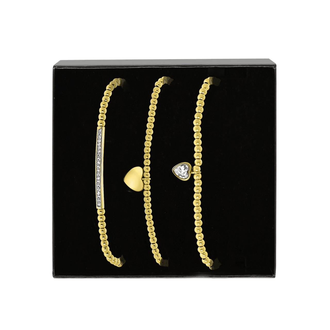 Gerecycleerd stalen set goldplated endless armbanden kristal