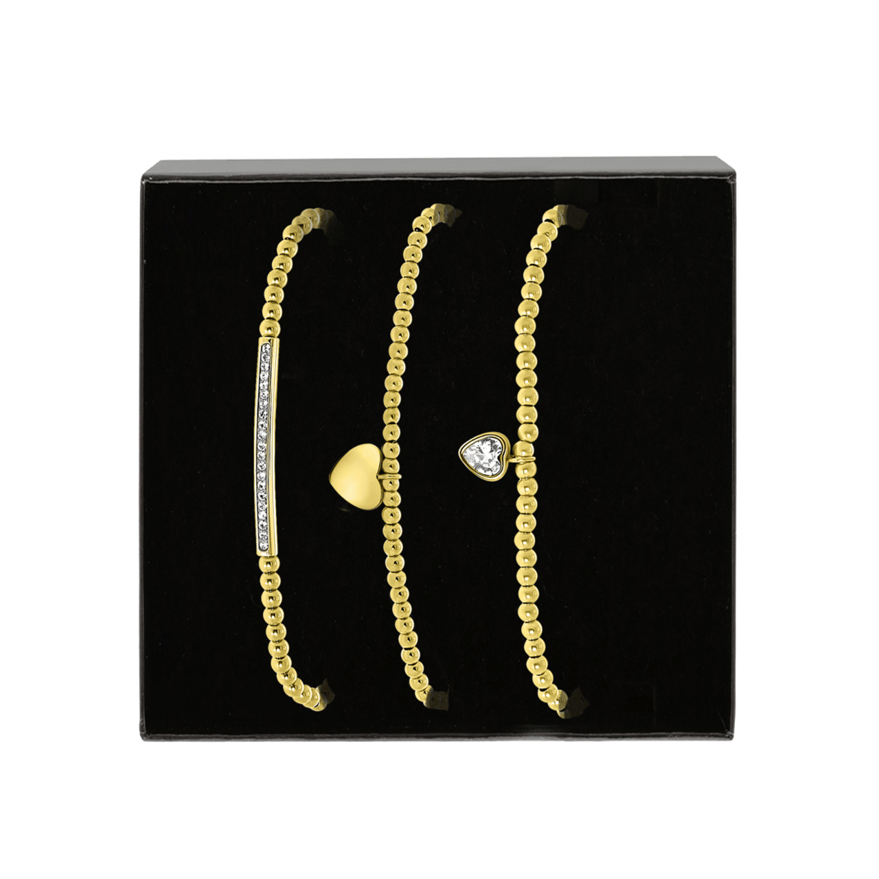 Stainless steel goldplated cadeauset met plating met kristal voor dames