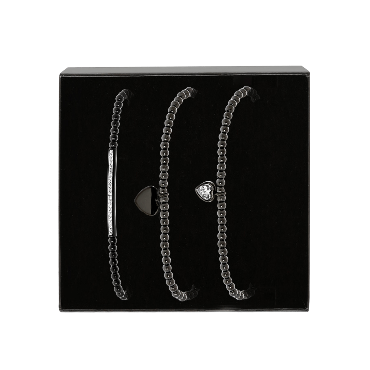 Gerecycled stalen set blackplated endless armbanden kristal
