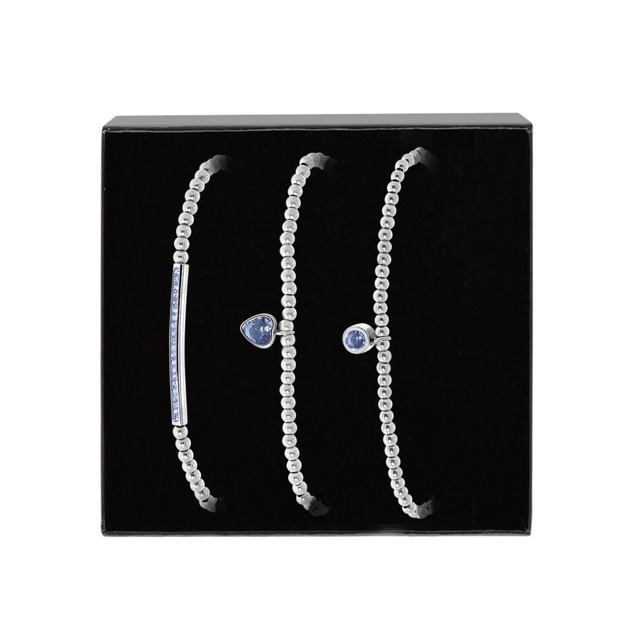 Gerecycleerd stainless steel set endless armbanden met kristal