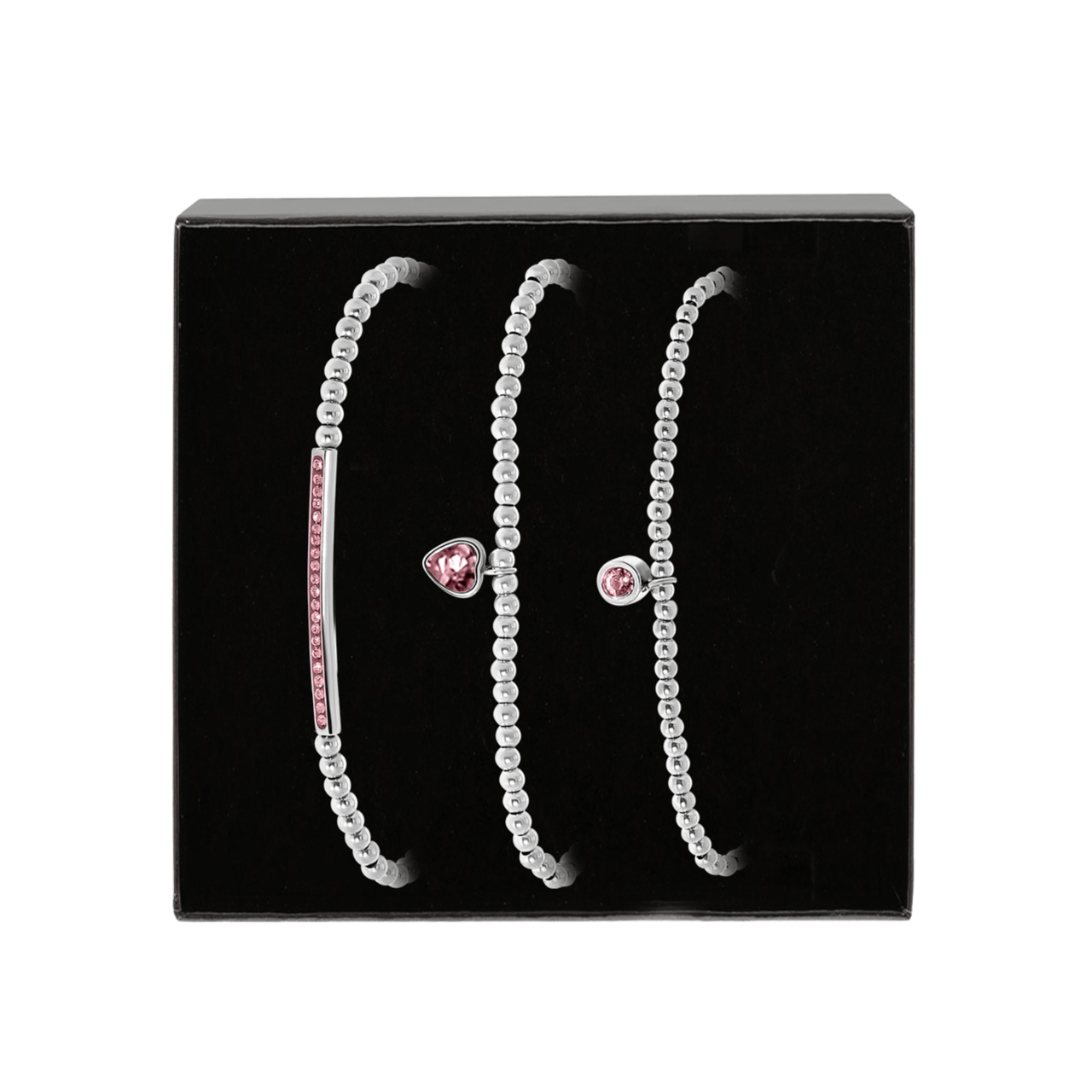 Gerecycled stainless steel set endless armbanden met kristal