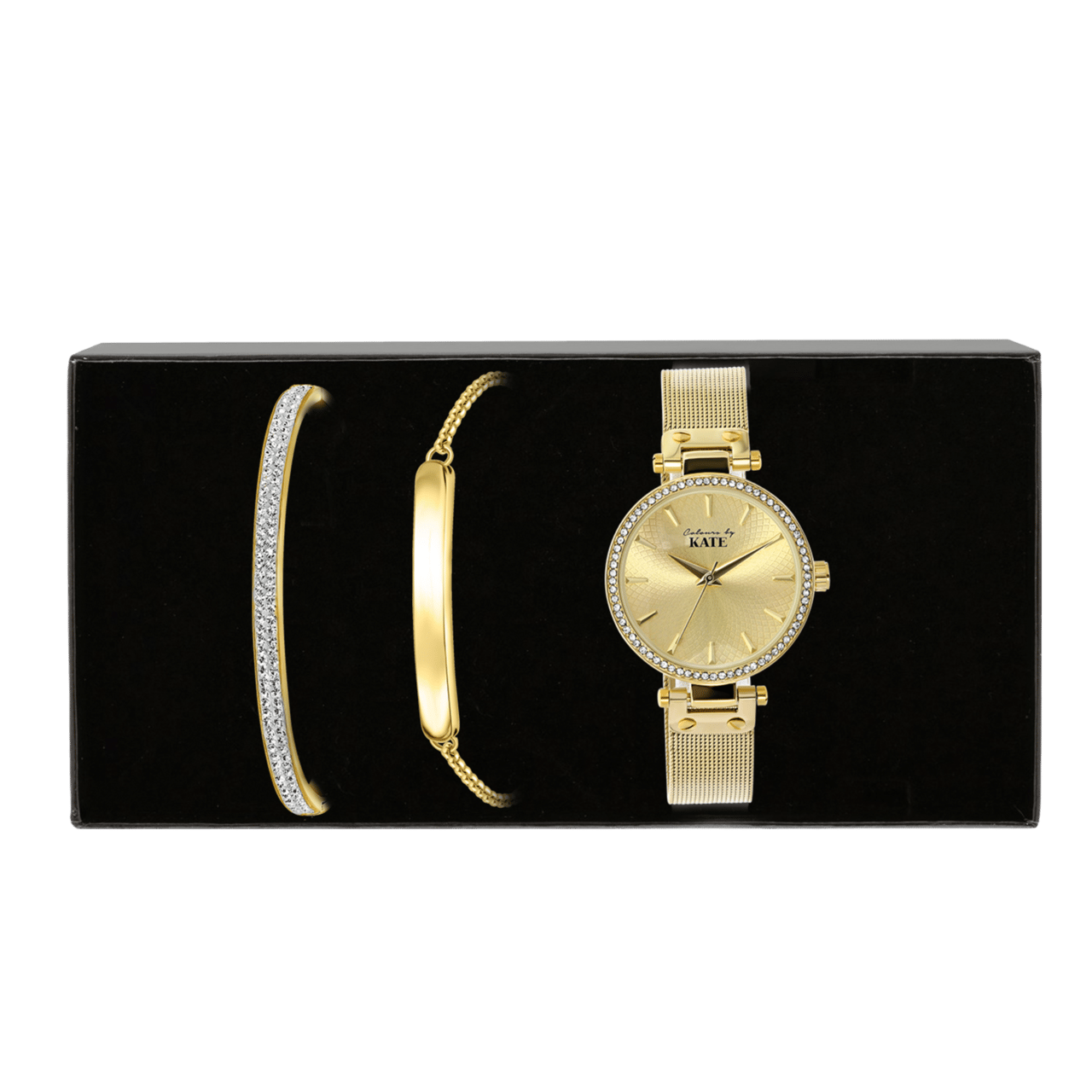 Gerecycleerd stalen set goldplated colours by kate met kristal