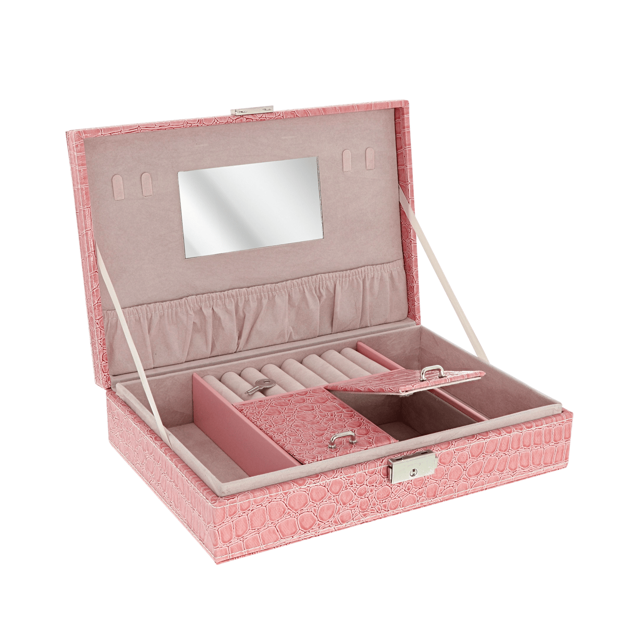 Roze sieradendoos met vakjes