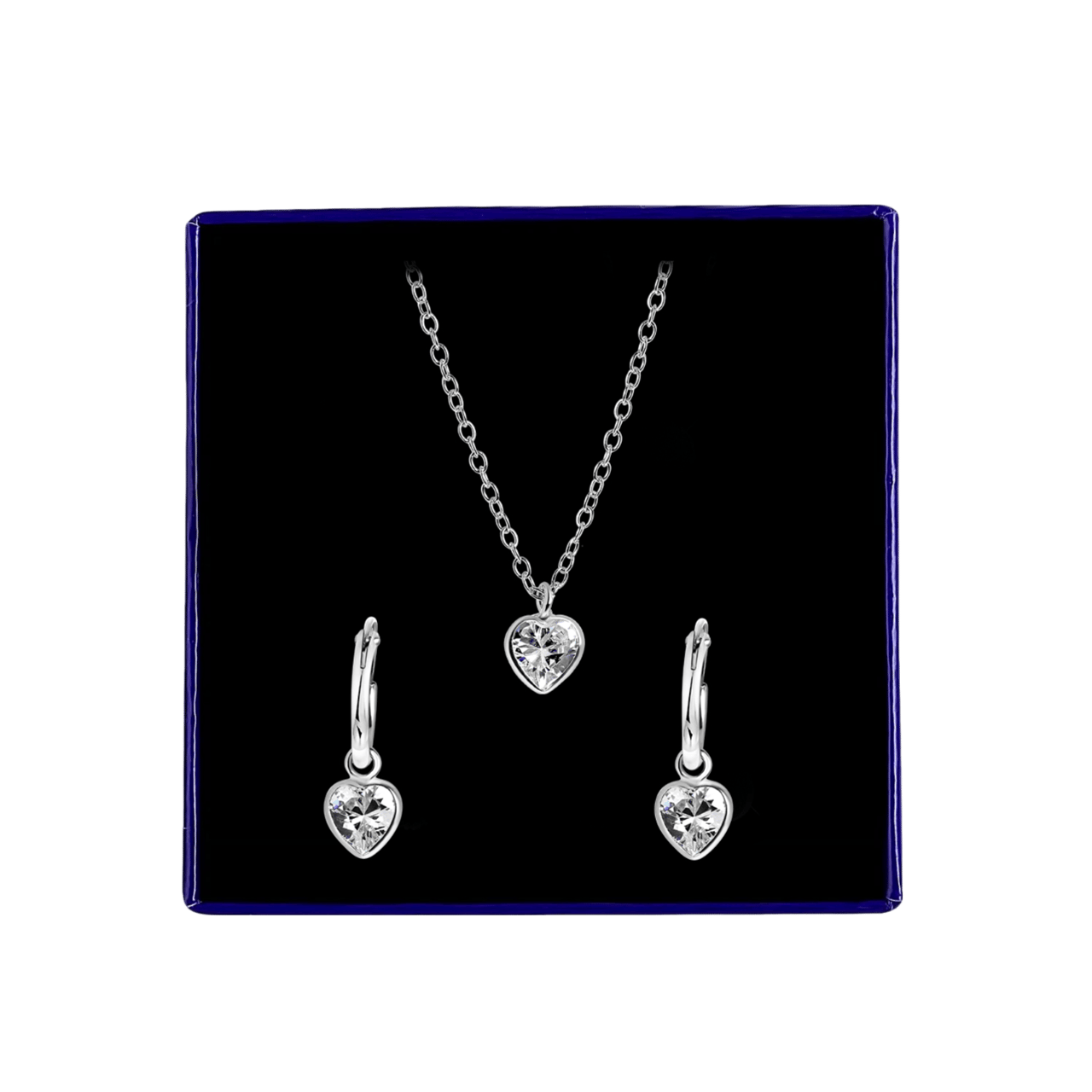 Kinderset, 925 Silber, Herz mit Zirkonia in Weiß
