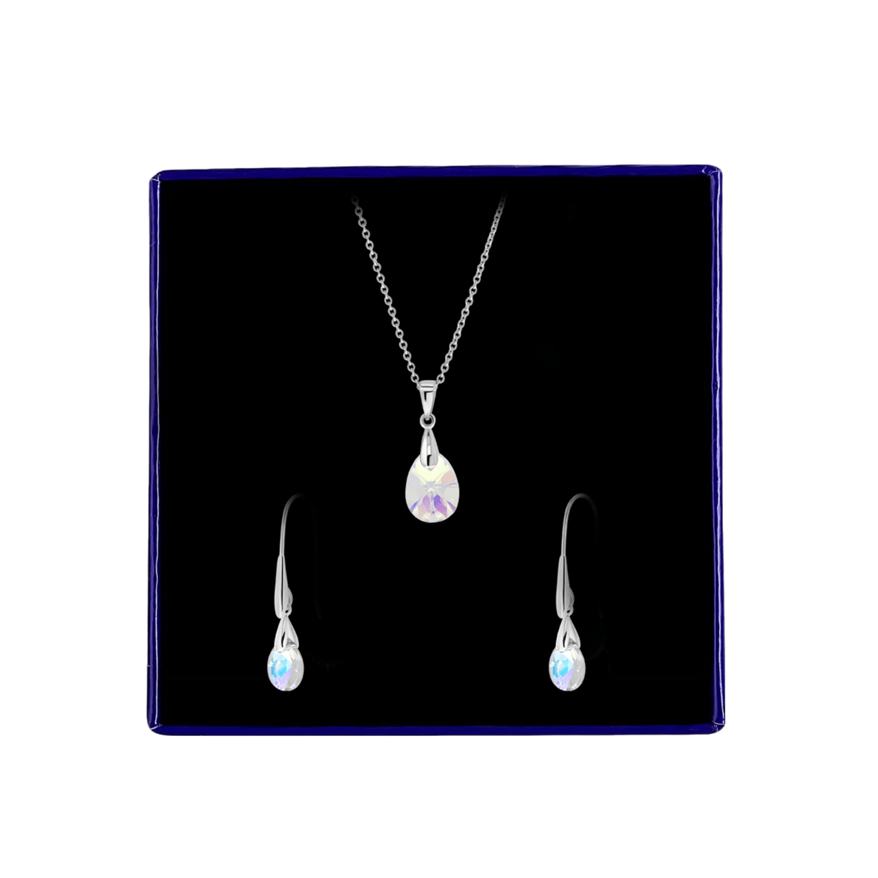 Zilveren set kristal AB