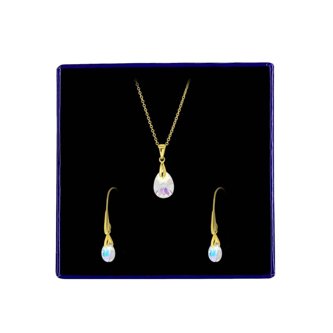 Zilveren set gold kristal AB