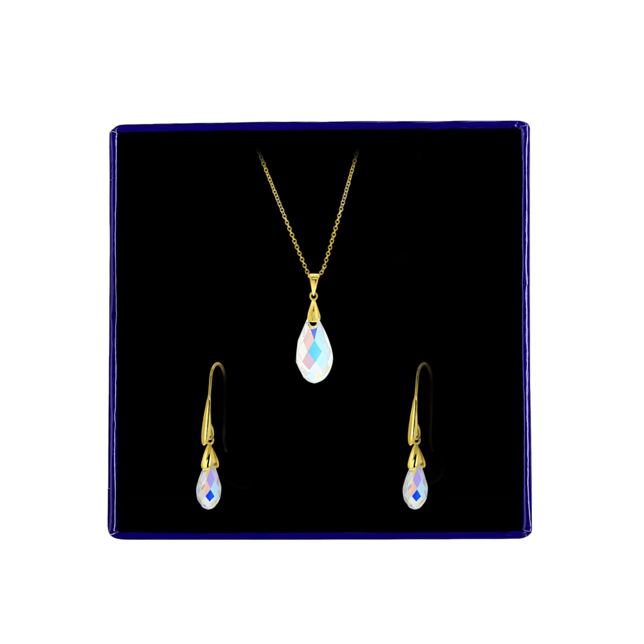 Zilveren set gold kristal AB