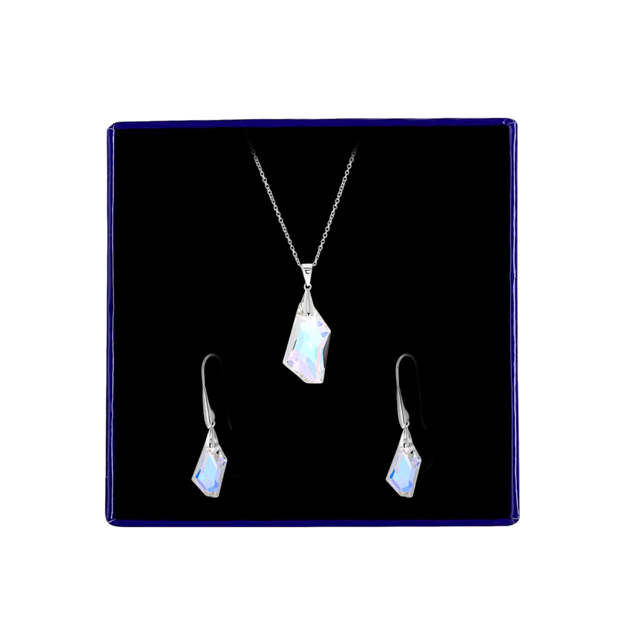 Zilveren set kristal AB