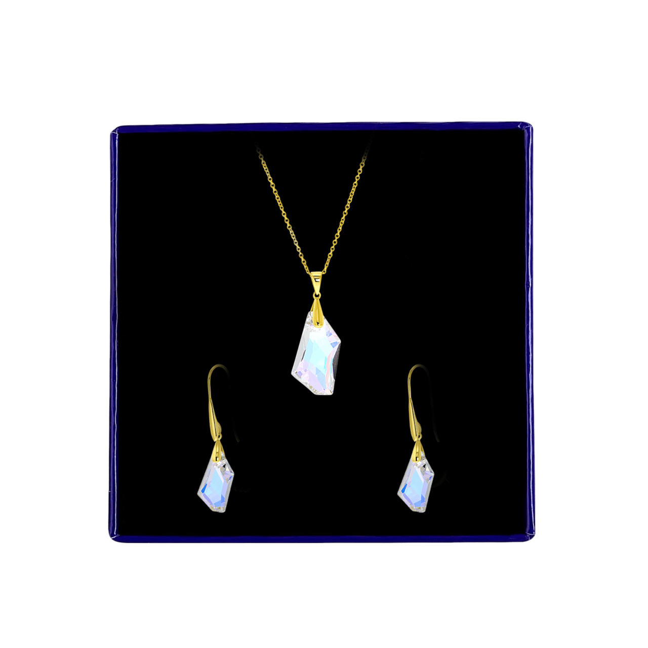 Zilveren set gold kristal AB