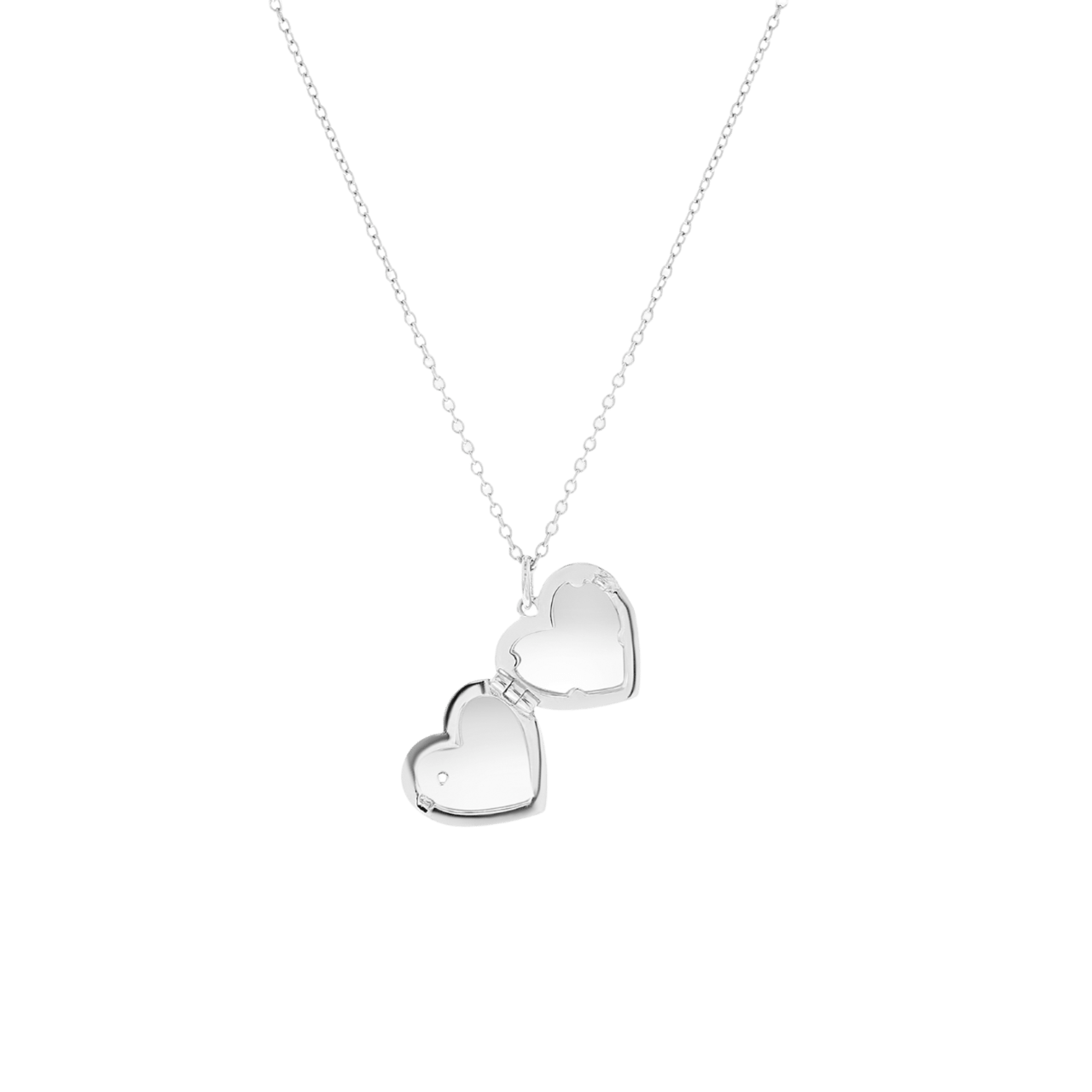 Halskette & Anhänger, 925 Silber, Medaillon, Herz, Zirkonia