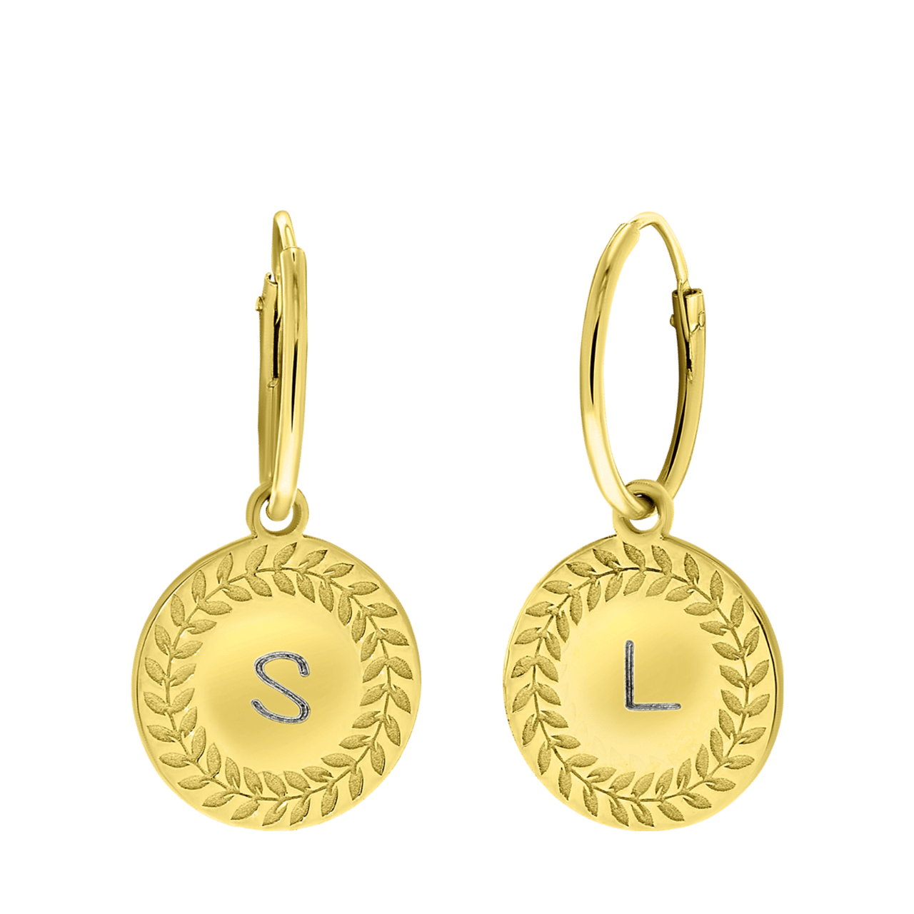 Zilveren oorbellen goldplated Romeinse krans