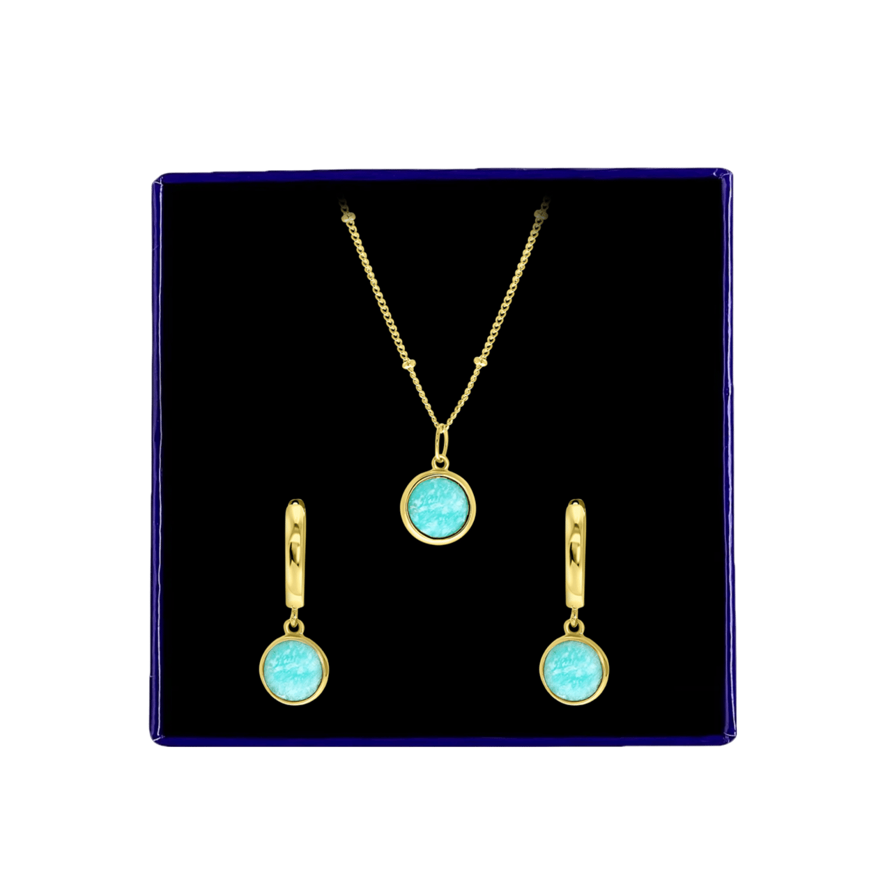Zilveren set gold Gemstone amazonite