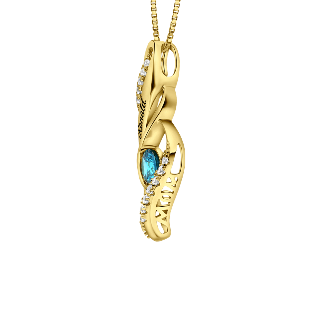 Zilveren goldplated ketting met hanger met geboortsteen voor dames