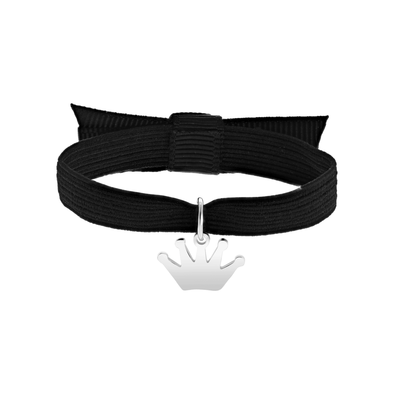 Zwarte kinderrekarmband met hanger kroon