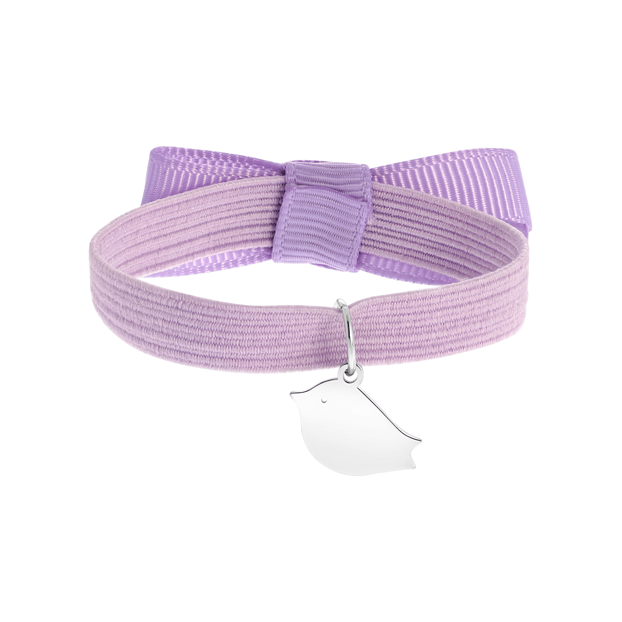 Elastisches Kinderarmband in Lila mit Vogel-Anhänger