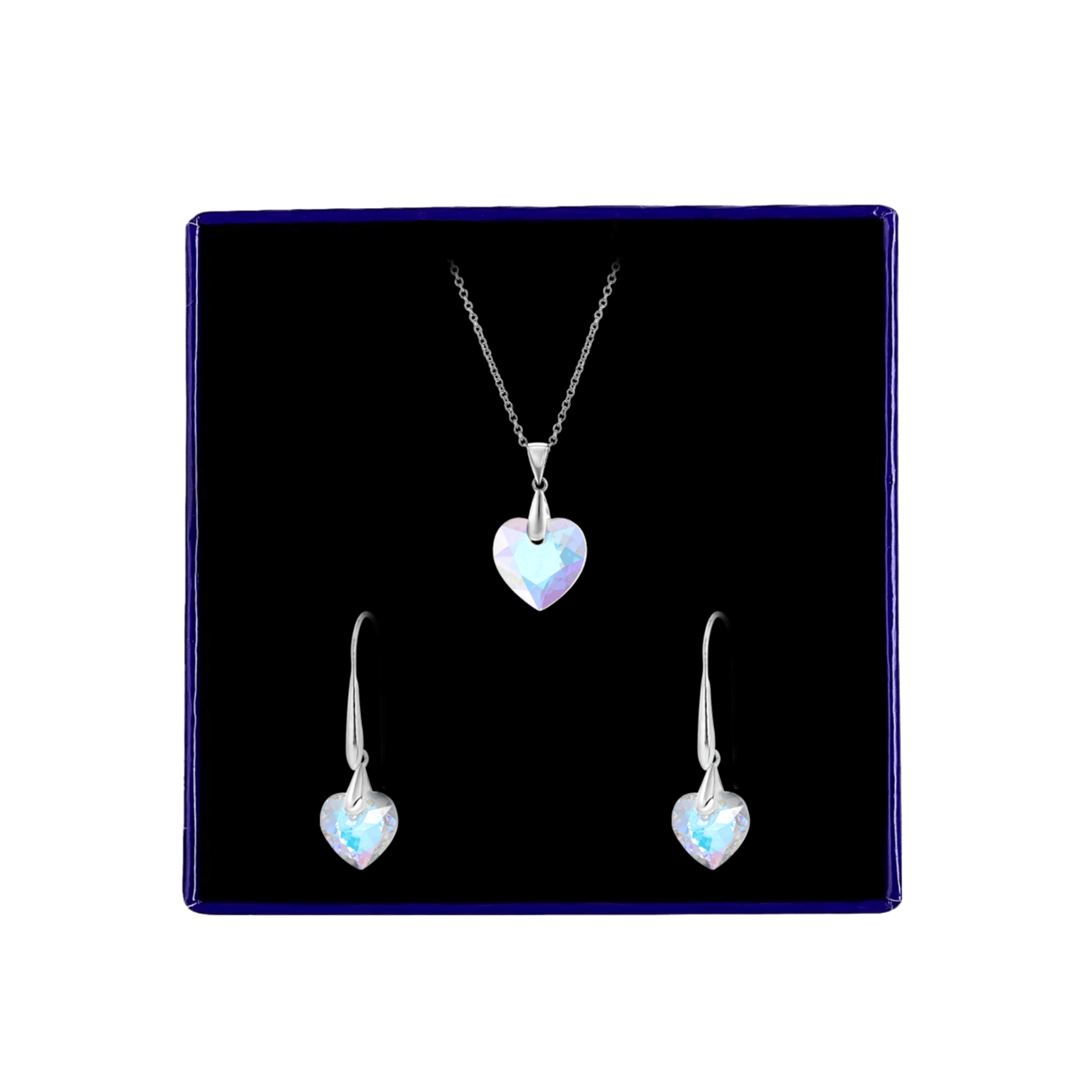 Zilveren set kristal AB