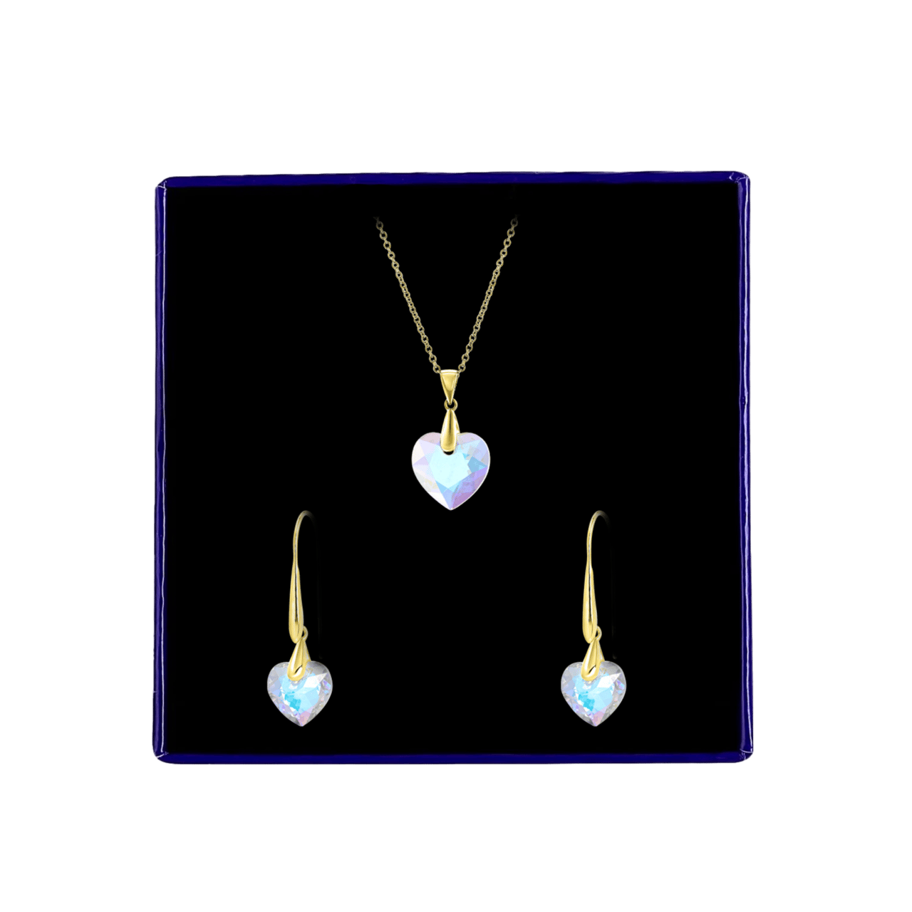 Zilveren goldplated sieradenset voor dames met kristal