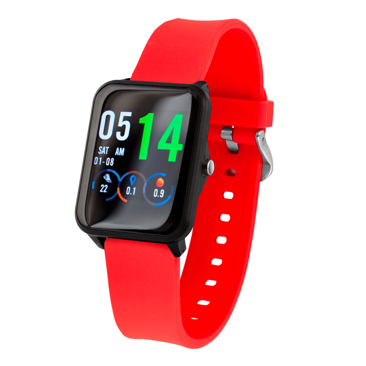 Axcent Smartwatch mit rotem Gummiarmband